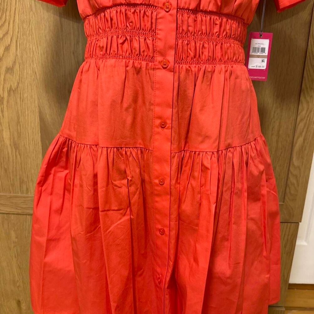 Vince Camuto Cotton Shirt collared Dress 12 large a-line Midi - Picture 2 of 8